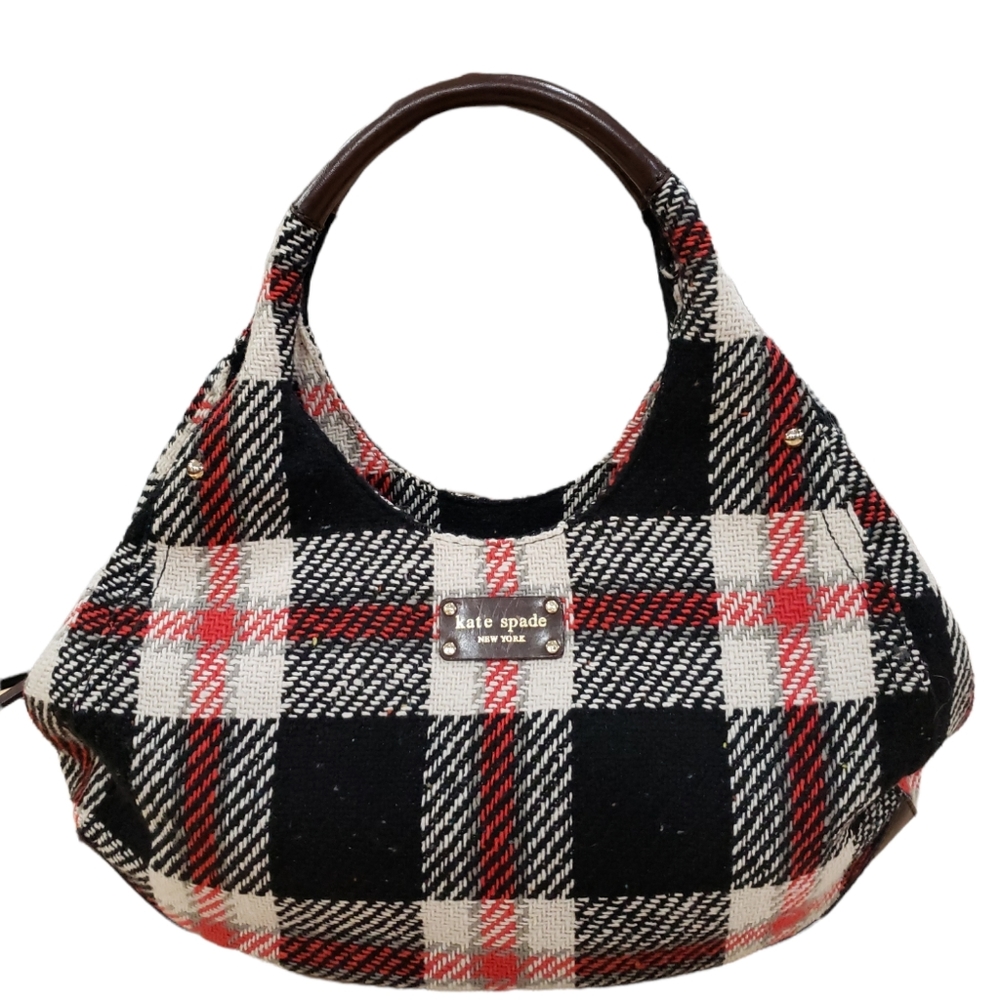 Kate Spade Plaid Hobo Bag in Black and Red